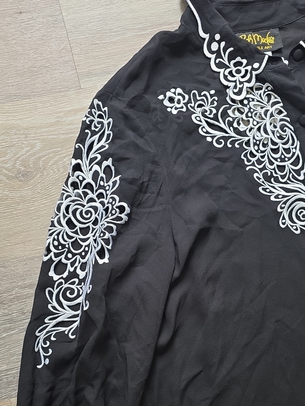VNTG Womens Bob Mackie Wearable Art 100% Silk Embroidered Western Blouse Sz 1X - Picture 5 of 16